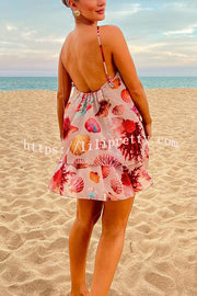 Ocean Princess Unique Print Halter Tiered A-line Mini Dress