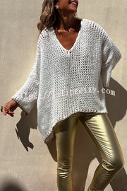 Lilipretty Chill Touch Knit Stripe Trim Loose Pullover Sweater