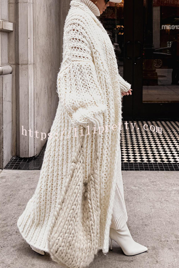 Embrace The Cold Solid Color Long Sleeve Knitted Loose Maxi Cardigan