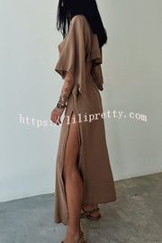 Orla Linen Blend Cutout Waist Kimono Sleeve Maxi Dress