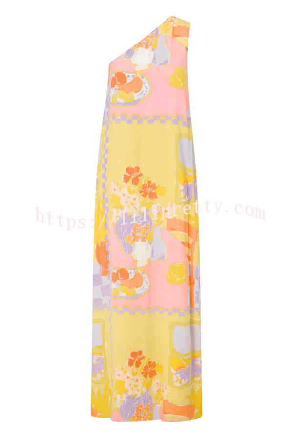 Lilipretty® Unique Summer Print One Shoulder Resort Maxi Dress