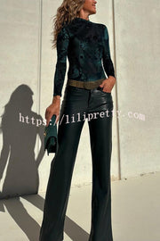 Stylish Faux Leather Pocketed Straight Stretch Pants