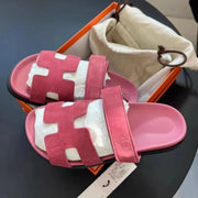 Faux Suede Velcro Flat Sandals