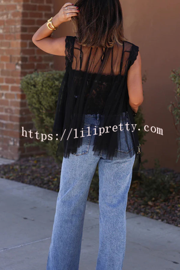 Light and Cute Tulle Lace Inner Wear High Neck Cape Top