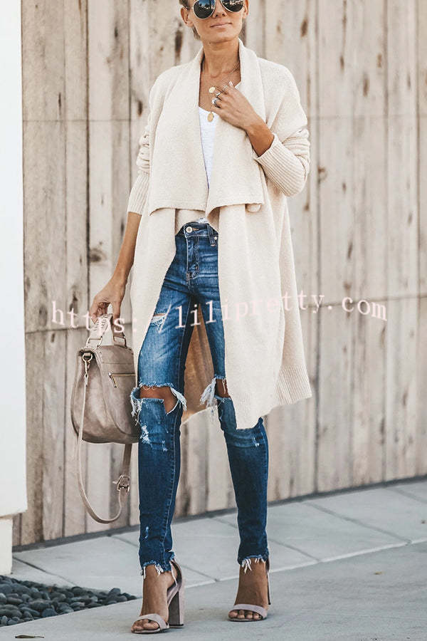 Fireside Pocketed Oversized Drape Neckline Knit Cardigan