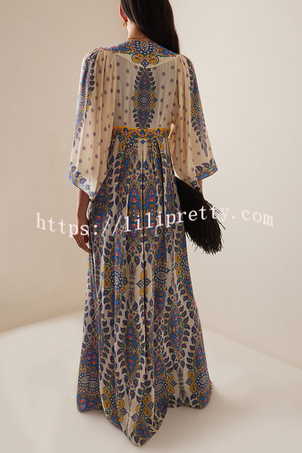 Unique Printed V-Neck Loose Elegant Maxi Dress