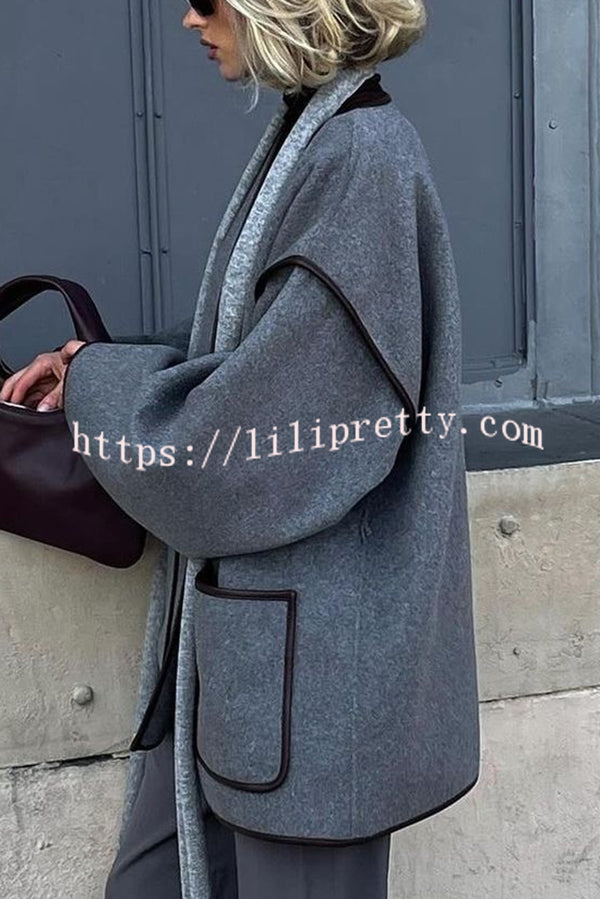 Comfort Is Luxury Wool Blend Tie-up  Pocket Oversized Blanket Coat