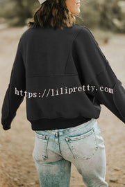 Lilipretty Pocket Zip Pullover Long Sleeve Sweatshirt