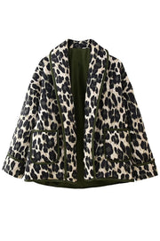 Leopard Print Loose Lapel Pocket Jacket