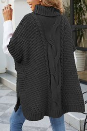 Solid Color Loose Turtleneck Shawl-style Knit Sweater