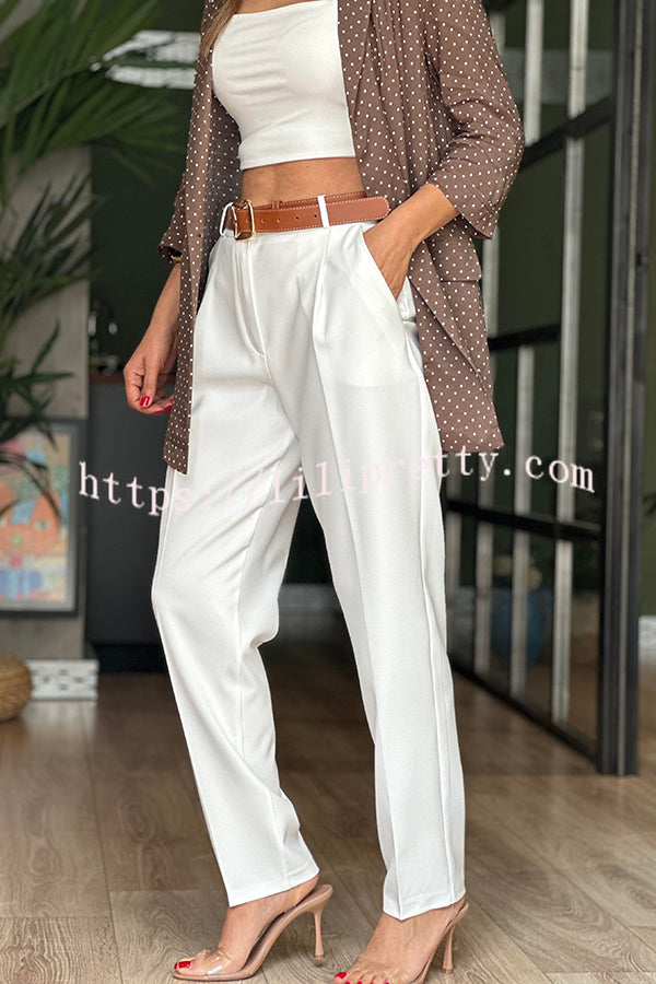 Estelle High Waist Pocketed Tapered Suit Trousers