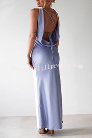 Solid Color Sexy Backless Lace-up Elegant Slim Maxi Dress