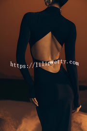 Sexy Backless Long-sleeved Stretch Slim-fit Maxi Dress
