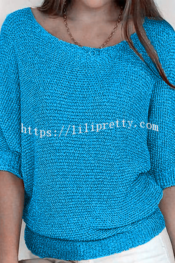 Lilipretty Crew Neck Knitted Half Sleeve Sweater