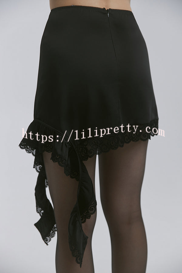 Fashionable Lace Asymmetrical Elegant Mini Skirt