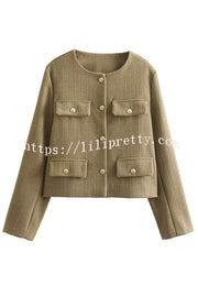 Stylish Buttoned Long Sleeve Casual Pocket Blazer