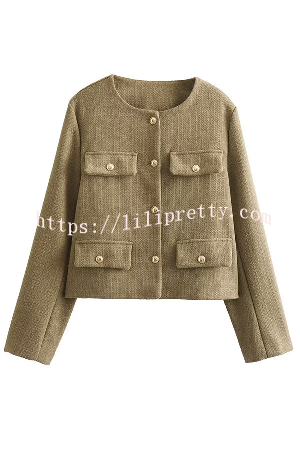 Stylish Buttoned Long Sleeve Casual Pocket Blazer