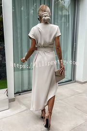 Lilipretty® Extraordinary Cut Asymmetrical Short Sleeve  Loose Midi Dress