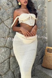 Sumui Hollow Crochet Knit Braid Detail V-shaped Hem Crop Vacation Tank