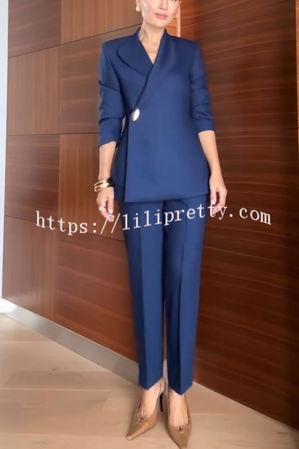Exquisite and Fashionable Stand Lapel Neck Metal Button Long Sleeve Blazer