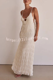 Passion and Romance Pleated Side Tie-up A-line Maxi Dress