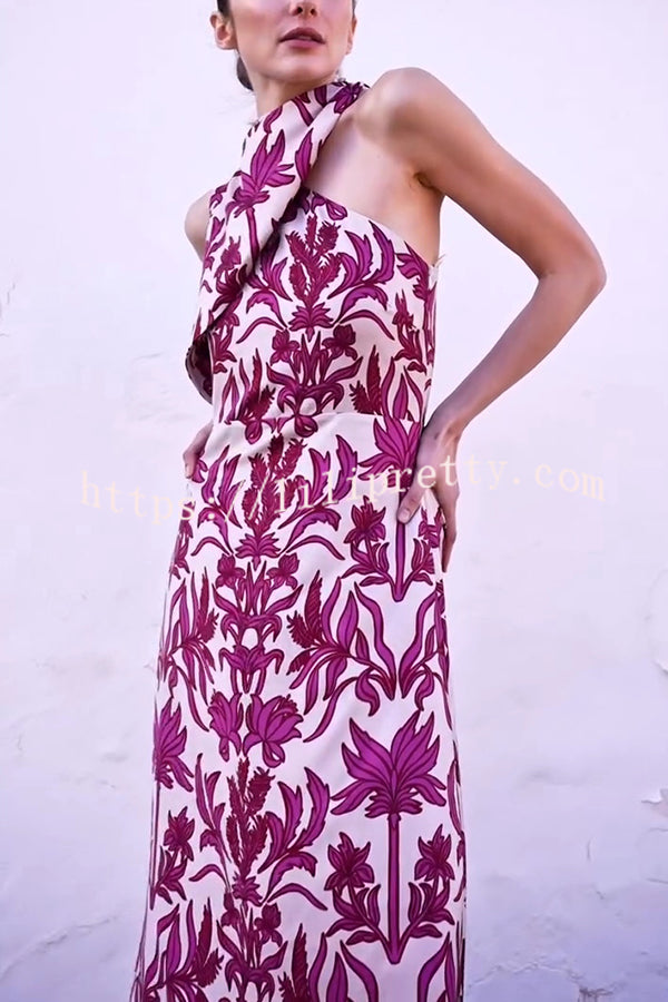 Unique Printed Fashion One Shoulder Casual Maxi Dress