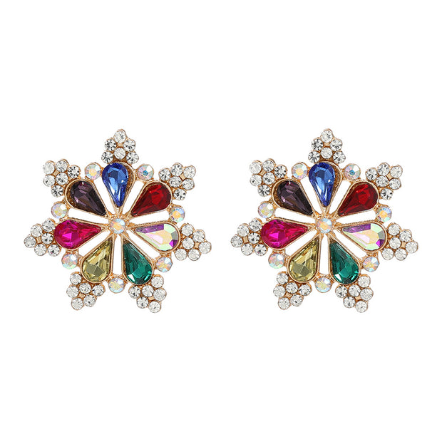 LIlipretty Exaggerated Diamond Flower Earrings