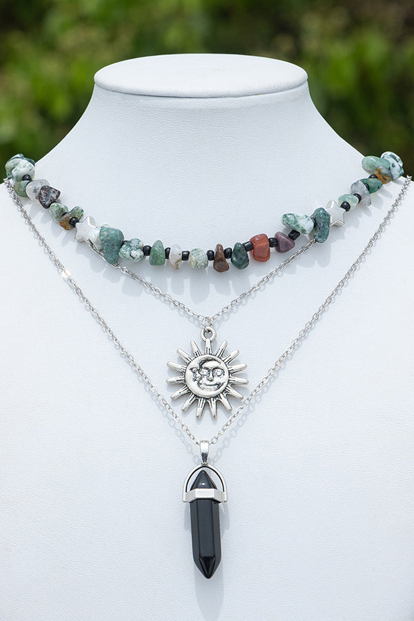 Ethnic Style Stacked Gravel Beaded Necklace