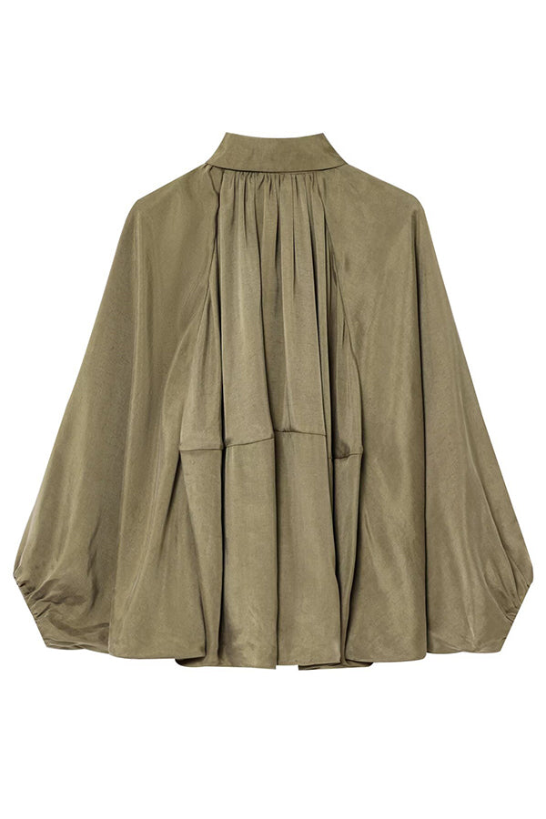 Fashion Lapel Loose Puff Long Sleeve Casual Zipper Jacket