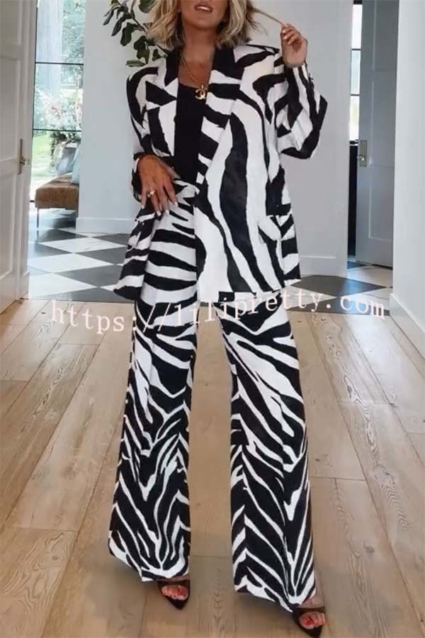 Breath of Freedom Animal Print Button Up Long Sleeve Lapel Loose Blazer