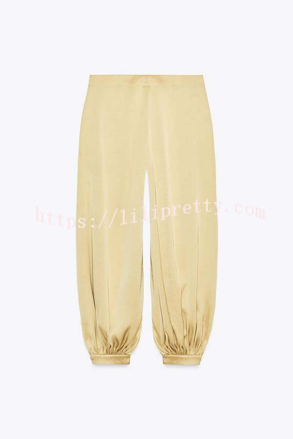City Phantom Satin High Rise Pocket Aladdin Bloomers Pants