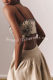 Feeling Special Linen Blend Unique Print Petal Edge Pocketed Slip Midi Dress