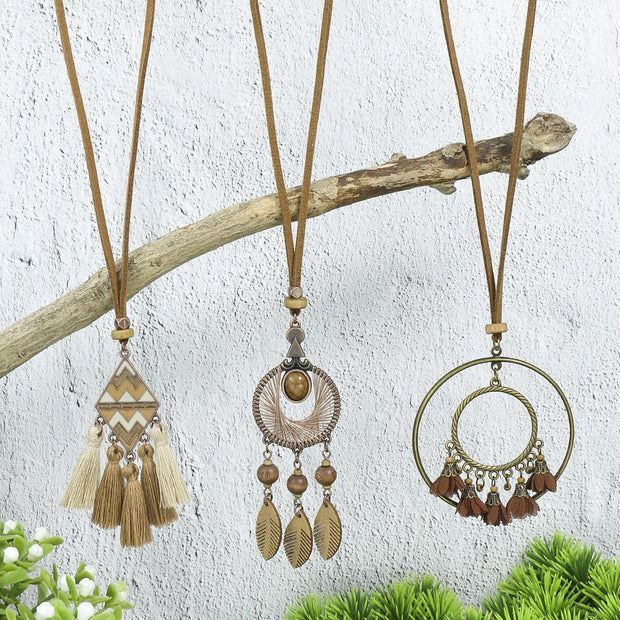 Bohemian Style Tassel Flower Pendant Ethnic Style Retro Necklace