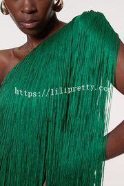 Fashion One-shoulder Slim-fit Elegant Tassel Mini Dress