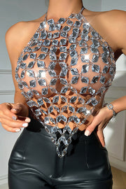 Sexy Halterneck Jewel Vest