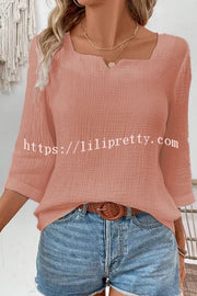 Simple Casual V-neck Mid-length Sleeve Loose Top