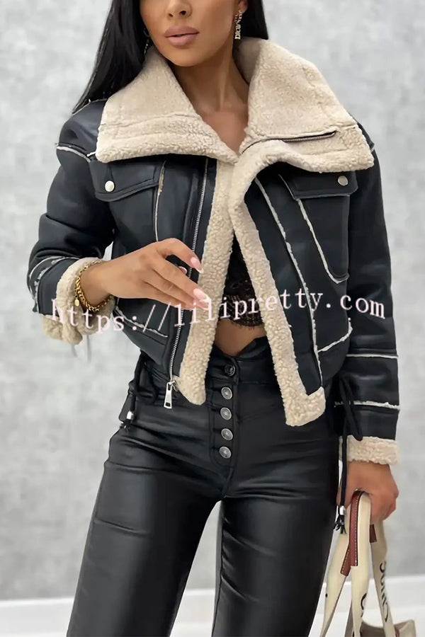 Stylish Lambswool Short Zipped Biker Jacket