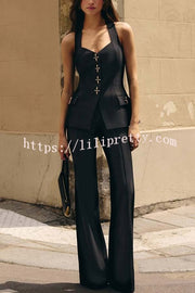Women Power High Rise Side Zipper Flare Slim Fit Pants