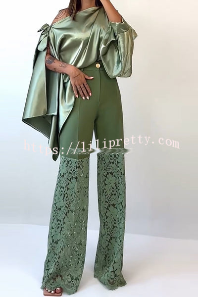 Chic Moment Floral Lace Patchwork High Rise Wide Leg Pants