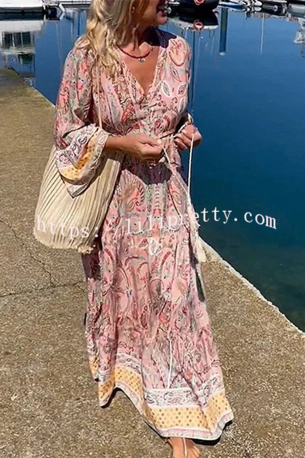 Floral Print Pullover Long Sleeved Maxi Dress
