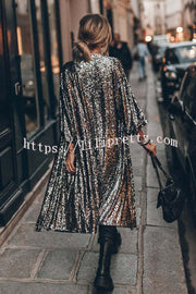 Lilipretty Disco Glamour Sequin Bell Sleeve Kimono