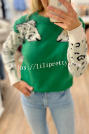 Lilipretty Always Spot Leopard Print Crew Neck Long Sleeve Sweater