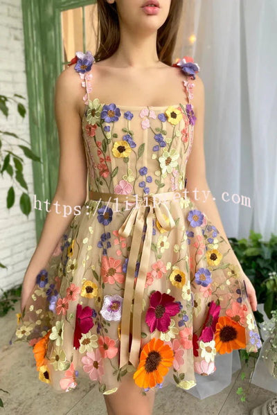 Lilipretty Like A Fairy Embroidery Floral Applique Prom Mini Dress