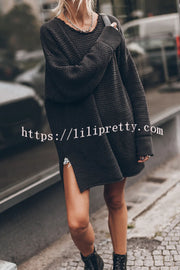 Lilipretty Cup of Cozy Knit Oversized Slit Side Sweater