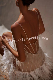 Lilipretty Fairy Lights Sequin Layered Feather Fringed Mesh Mini Dress