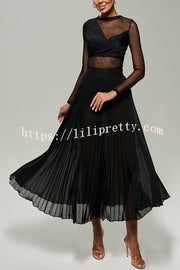 Modern Day Chiffon Pleated High Rise A-line Midi Skirt