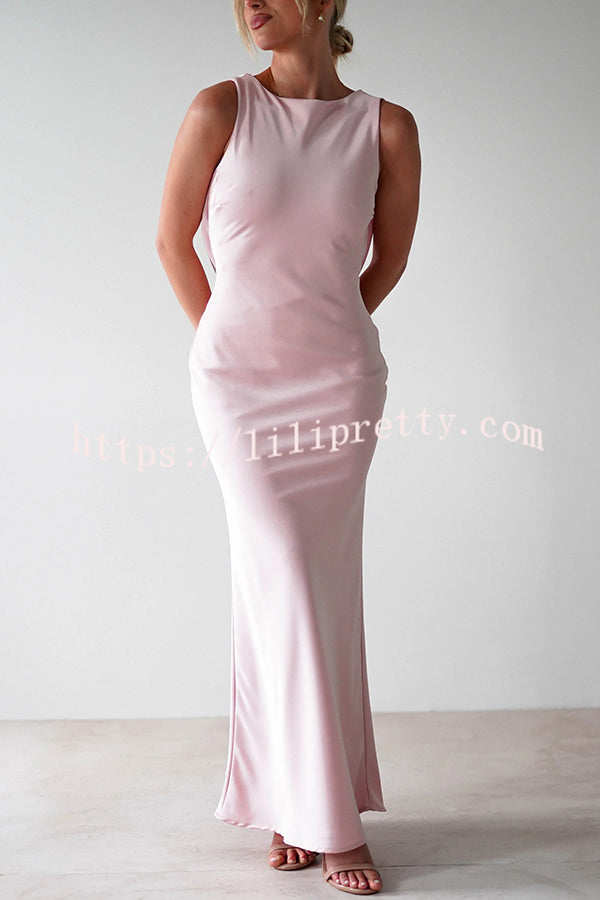 Solid Color Sexy Backless Lace-up Elegant Slim Maxi Dress