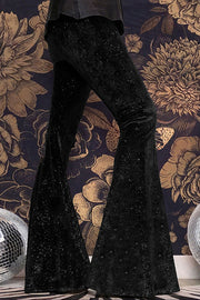 Stylish Velvet High-waisted Draped Casual Flared Pants