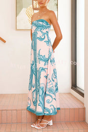 Unique Botanical Print Off-the-shoulder Fitted Maxi Dress