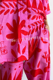Lilipretty® Altos Unique Printed Pocket Shirt and Elastic Waist Pants Set